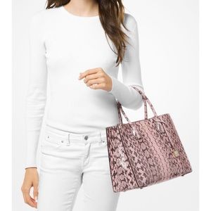 NWT $498 Michael Kors Mercer tote pink genuine snakeskin